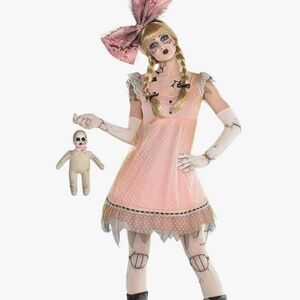 Creepy Doll Dress and Accessories Halloween Costume
